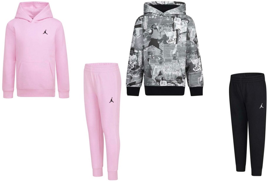 pink and black and white nike sets