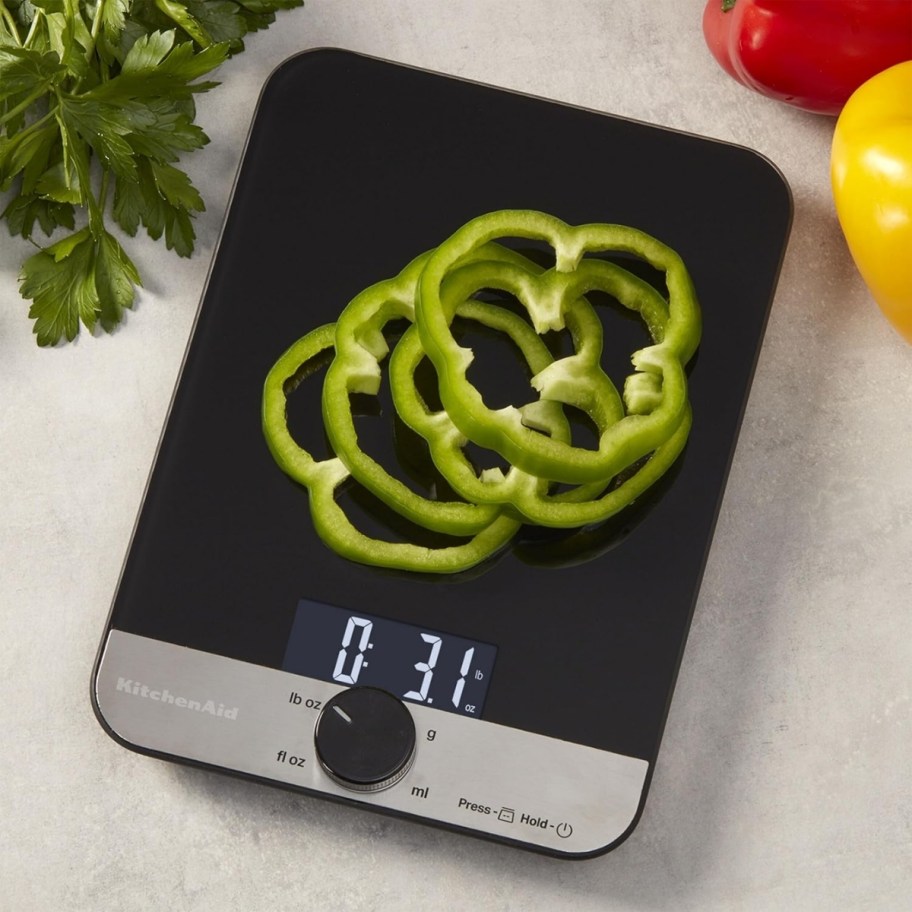 a black glass digital food scale