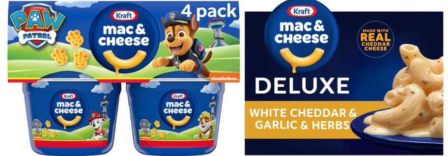 kraft paw patrol and deluxe mac and cheese boxes 