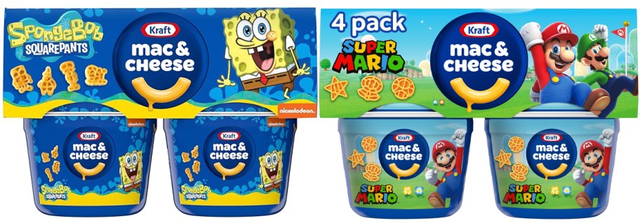 spongebob and super mario mac and cheese cups 