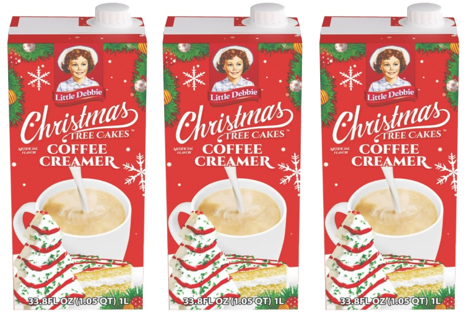 christmas tree cake coffee creamer carton