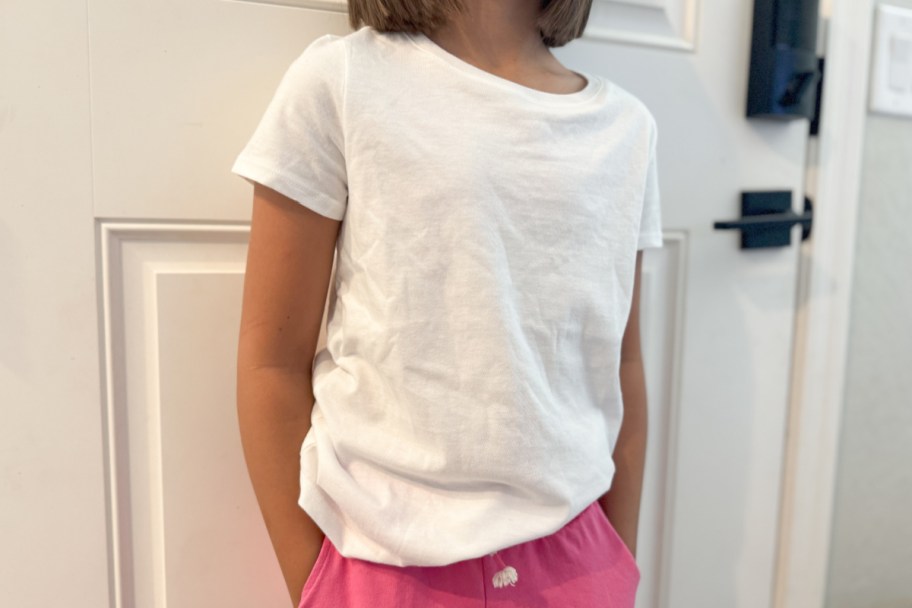 girl in white shirt