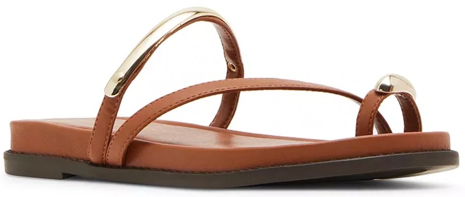brown and gold strappy sandal