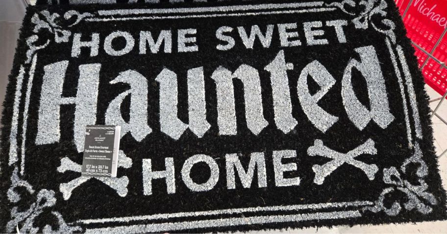 doormat with Home Sweet Haunted Home on it in store