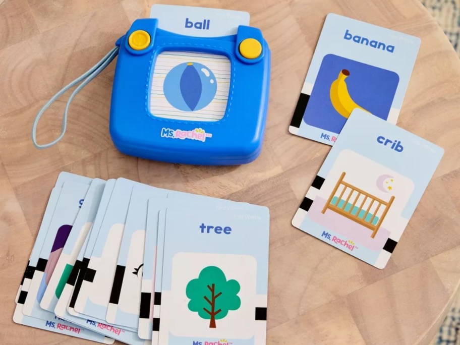a Ms. Rachel learn to read first words toy and flash cards