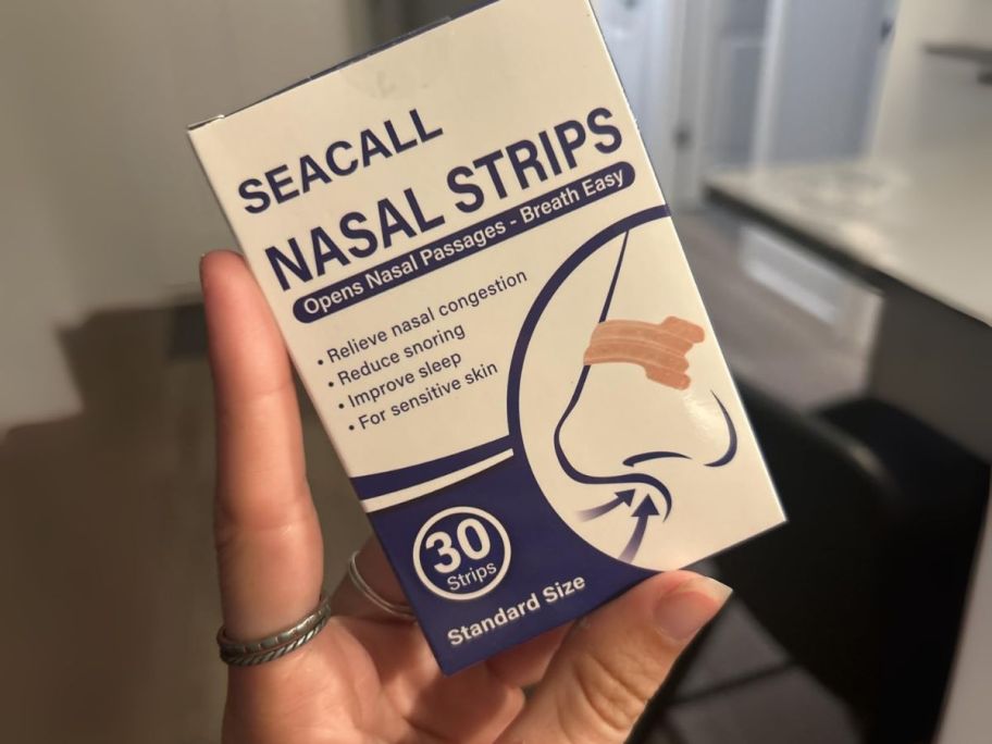 Nasal Strip 30-Count box in hand