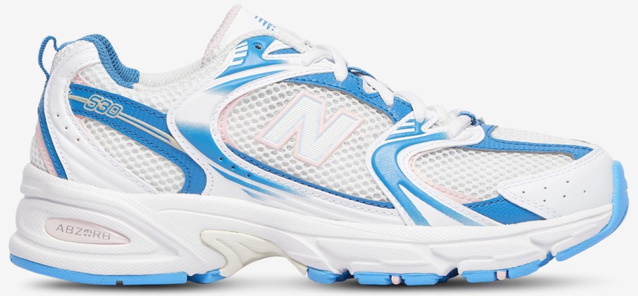 white and blue new balance shoe