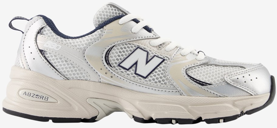 white and blue new balance shoe