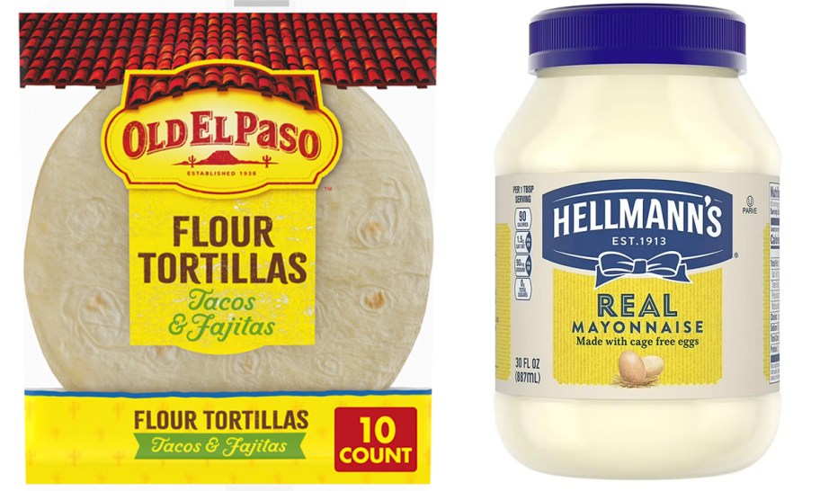 old el paso tortillas and hellmanns mayo jar 