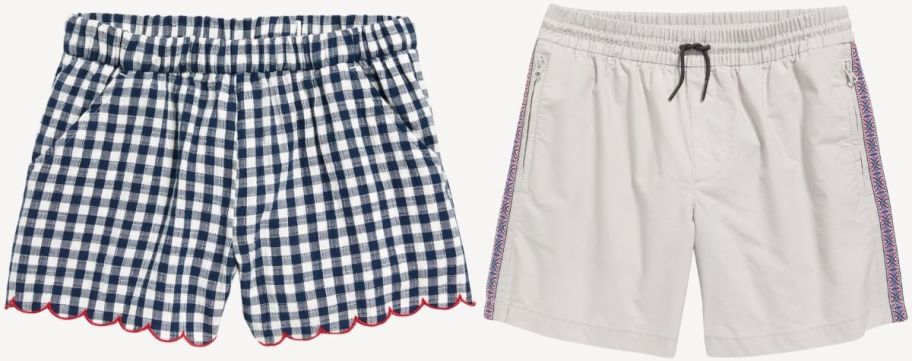 old navy girls gingham shorts and boys shorts