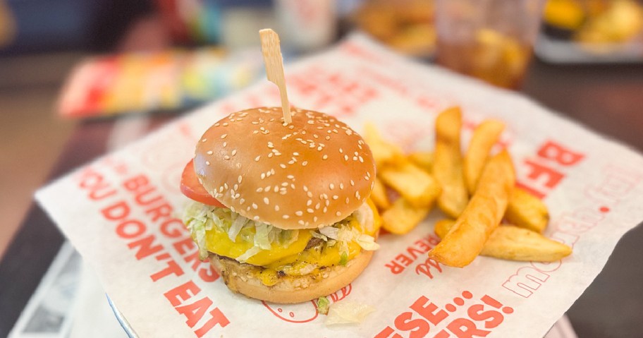 red robin burger and fries
