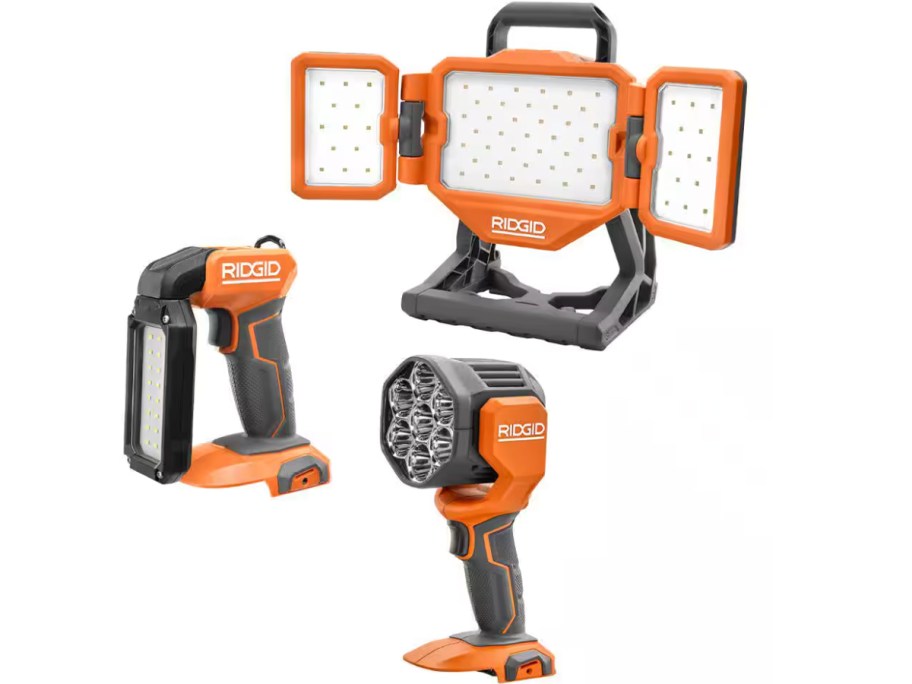 three orange and gray led lights 