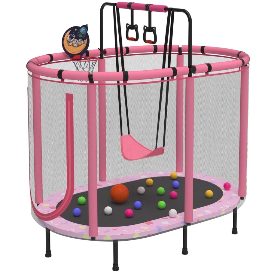 a pink toddler trampoline
