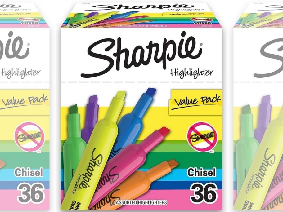a 36 count box of tank stlye highlighters in assorted fluorescents and pastels.