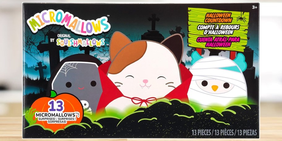 squishmallows halloween calendar on countrertop