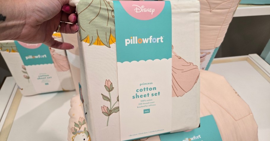 a Disney Princess Sheet set on shelf at Target