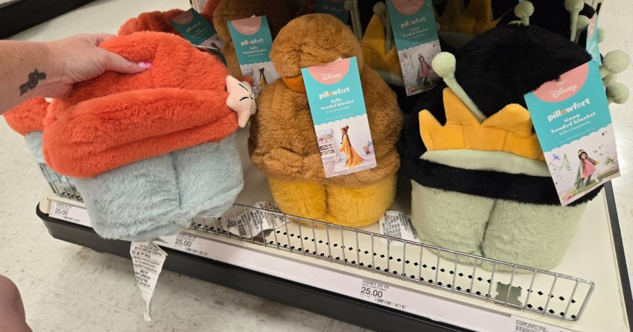 Disney Princess Hooded Throw Blankets on a Target shelf