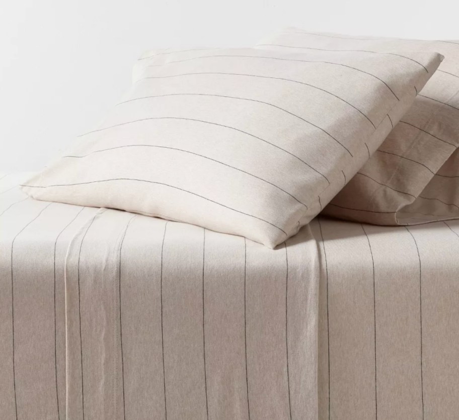oatmeal and black stripe sheet sets