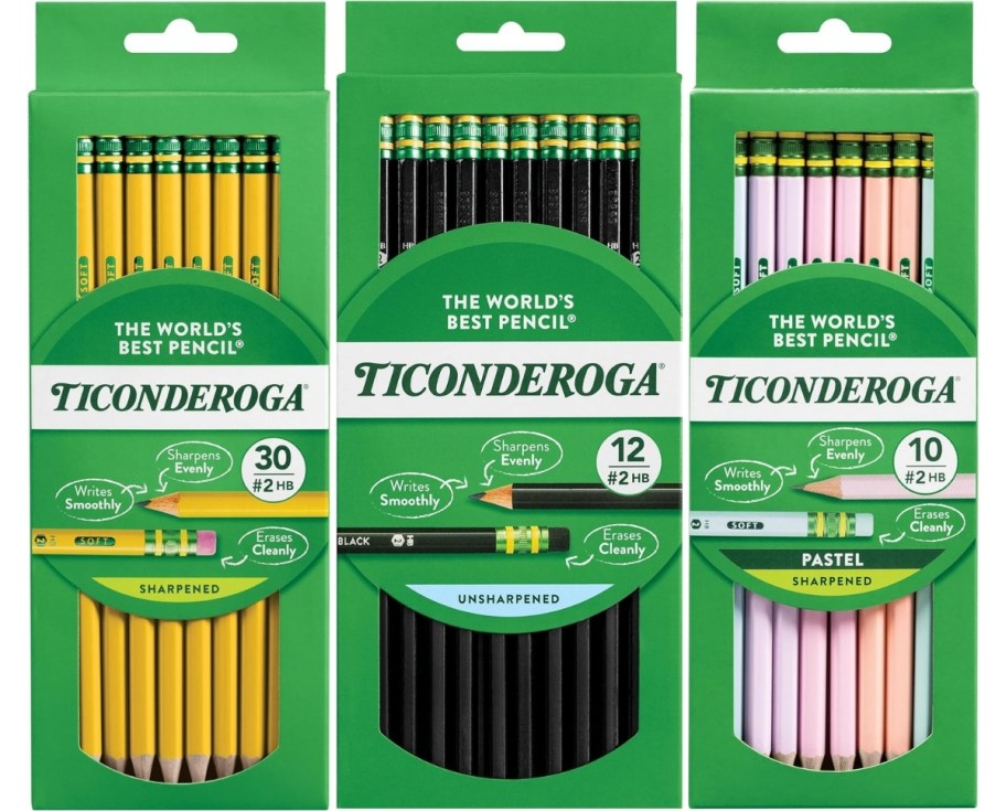 ticonderoga pencil packs in various counts and colors