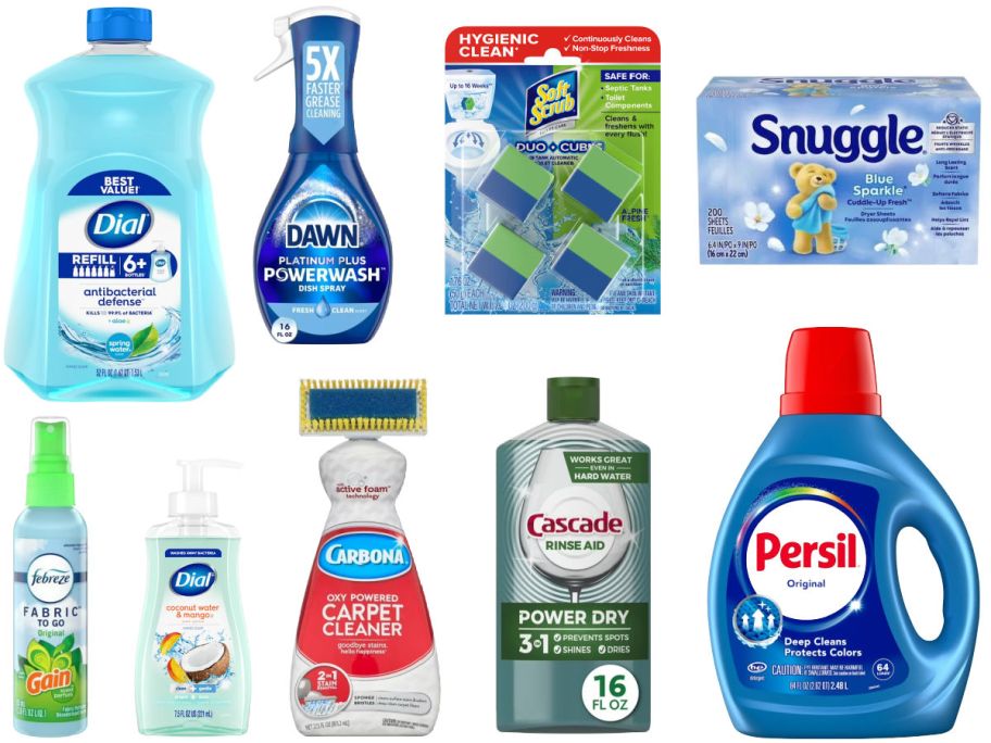 9 household items on a white background