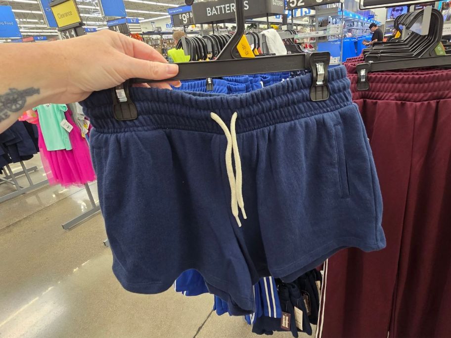 blue Weekend Academy Girls French Terry Pull-On Shorts in hand in store